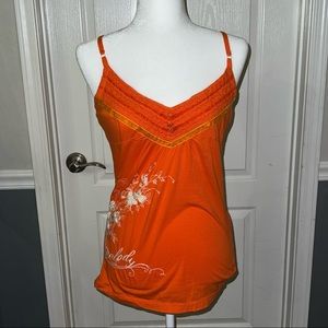 Vintage Y2K Johnny Was Tank Top Embroidery/Velvet Ribbon With built in Bra